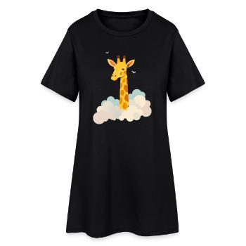 Gentle giraffe above the clouds – Dreamlike motif - Women’s T-Shirt Dress - black - Front