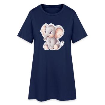 Éléphant - Robe T-shirt Femme - marine clair - Devant