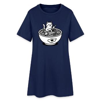 Cute Noudle Soup Cat - Women’s T-Shirt Dress - light navy - Front