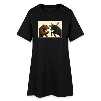 Bataille boursière : baissiers contre haussiers - Robe T-shirt Femme - noir - Devant