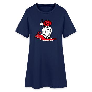 Escargot 2 Amis Coccinelle Équipe Rapide Mignon - Robe T-shirt Femme - marine clair - Devant