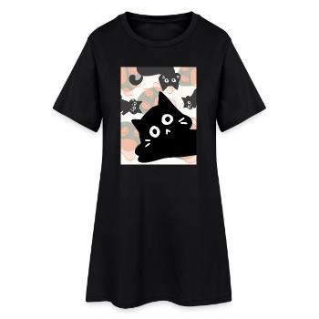 Joyeux chats mignons chats drôle - Robe T-shirt Femme - noir - Devant