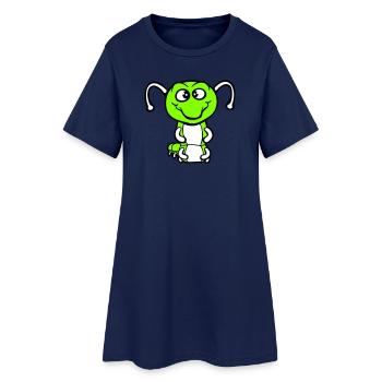 Chenille amicale douce et adorable sourit joyeuse bande dessinée - Robe T-shirt Femme - marine clair - Devant