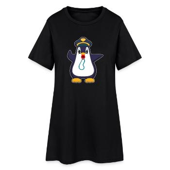 penguin policeman whistle police - Women’s T-Shirt Dress - black - Front