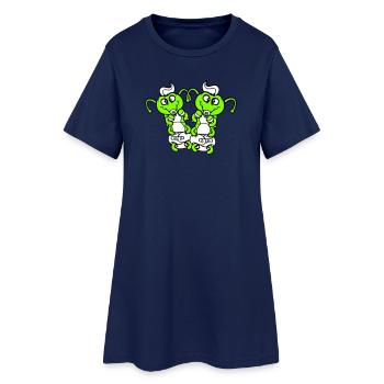 2 chenilles bébé hochet couche tétine enfant né - Robe T-shirt Femme - marine clair - Devant