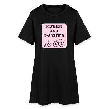 Fahrrad-Bond von Mutter und Tochter - Frauen T-Shirt-Kleid - Schwarz - Vorne