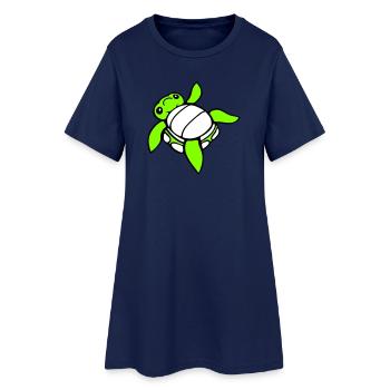 Tortue renversée sur le dos, côté impuissant, mignonne - Robe T-shirt Femme - marine clair - Devant