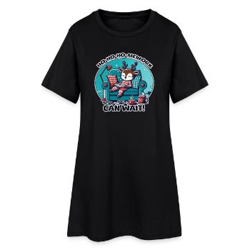 Renne en pyjama – HoHoHoMework Noël - Robe T-shirt Femme - noir - Devant