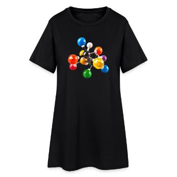 Colorful Molecular Structure Pattern - Women’s T-Shirt Dress - black - Front