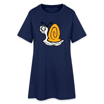 Escargot anxieux incertain regardant en arrière mignon - Robe T-shirt Femme - marine clair - Devant