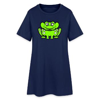 Frog Toad Laughing Funny Silly Cheeky Sitting Comic - Women’s T-Shirt Dress - light navy - Front