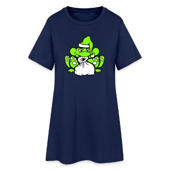 Frosch Weihnachtsmann Weihnachten Mütze Geschenk - Frauen T-Shirt-Kleid - Light Navy - Vorne