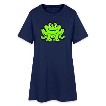 grenouille crapaud sourire drôle assis comique heureux - Robe T-shirt Femme - marine clair - Devant