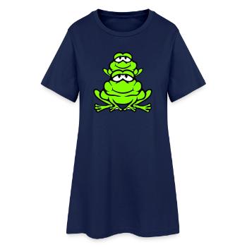Frog Child Family Dad Mom Piggyback Father's Day - Women’s T-Shirt Dress - light navy - Front