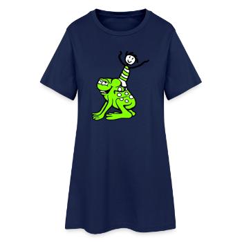 2 amis grenouille garçon équitation équipe crapaud drôle - Robe T-shirt Femme - marine clair - Devant