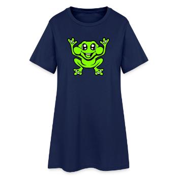 Frog Toad Laughs Funny Jumping Happy Comic - Women’s T-Shirt Dress - light navy - Front