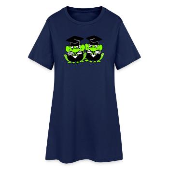 2 grenouilles diplômées du lycée - Robe T-shirt Femme - marine clair - Devant