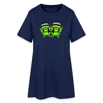 2 grenouilles Reggae Music Rasta Hair Hat Jamaïque - Robe T-shirt Femme - marine clair - Devant
