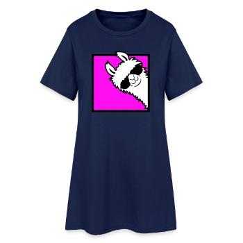 Lama Cool jette un œil autour des lunettes de soleil latérales du coin Alpaga - Robe T-shirt Femme - marine clair - Devant