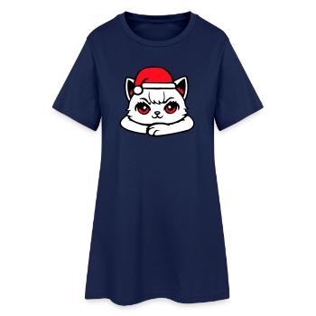 Cat Confident Santa Hat Cute Kitten - Women’s T-Shirt Dress - light navy - Front