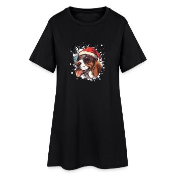 Beagle chien Noël drôle - Robe T-shirt Femme - noir - Devant