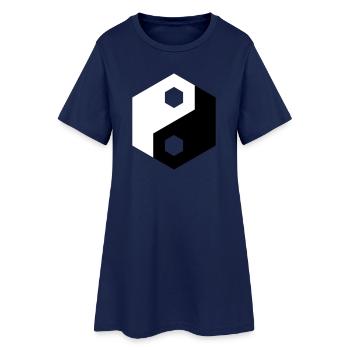 Découpe hexagonale Yin Yang - Robe T-shirt Femme - marine clair - Devant