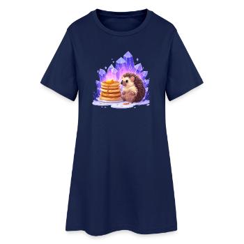 Hedgehog with pancakes and crystals - Women’s T-Shirt Dress - light navy - Front