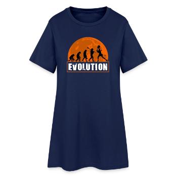 Tennis Evolution Female Player Retro Sunset Art - Women’s T-Shirt Dress - light navy - Front