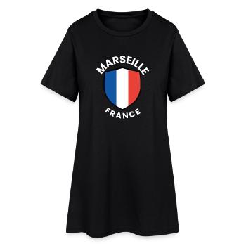 Marseille France Crest Tee - Women’s T-Shirt Dress - black - Front