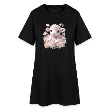 Agneau tendre avec chapelet - Robe T-shirt Femme - noir - Devant
