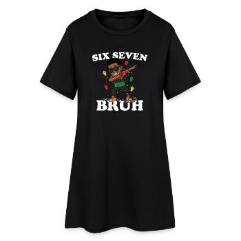 Six Seven Bruh Dabbing Juneteenth Boy Afro Boys - Women’s T-Shirt Dress - black - Front