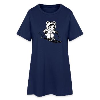Ski Bärchen im Anime Style - Frauen T-Shirt-Kleid - Light Navy - Vorne