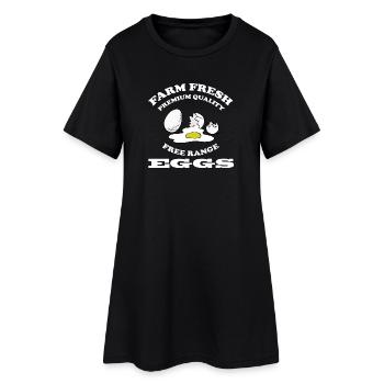 EGGS - Frauen T-Shirt-Kleid - Schwarz - Vorne