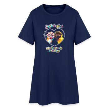 Just a Girl : Amour pour les chats et les chiens - Robe T-shirt Femme - marine clair - Devant