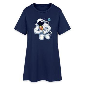 Astronaut mit Eiscreme im Weltall  - Women’s T-Shirt Dress - light navy - Front