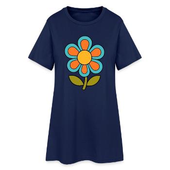 70s flower pattern retro flowerpower - Women’s T-Shirt Dress - light navy - Front