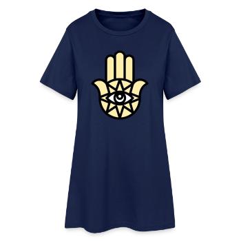 Hamsa Main de Fatima - Robe T-shirt Femme - marine clair - Devant