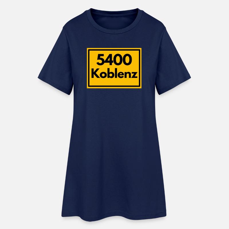 OLD POSTCODE POSTCODE RETRO 5400 KOBLENZ GERMAN - Women’s T-Shirt Dress - light navy