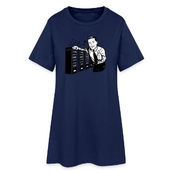 Retro IT Admin Smiling – Vintage Tech Support - Women’s T-Shirt Dress - light navy - Front