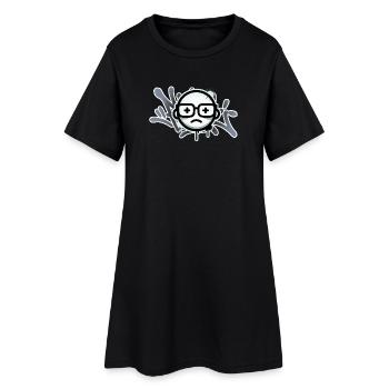Trauriges Graffiti-Gesicht mit Brille - Frauen T-Shirt-Kleid - Schwarz - Vorne