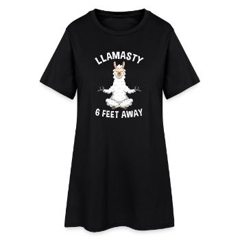 Llamasty à 1,80 mètre de là, design drôle de lama méditant - Robe T-shirt Femme - noir - Devant