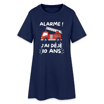 10 Year Old Fire Truck, Boy Birthday - Women’s T-Shirt Dress - light navy - Front