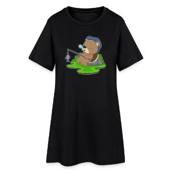 Pêche au castor - Robe T-shirt Femme - noir - Devant