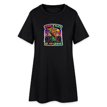 Zombie slice of pizza at the grave - Women’s T-Shirt Dress - black - Front
