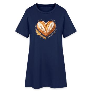 Heart Bread Baking Sourdough Baker Design - Women’s T-Shirt Dress - light navy - Front