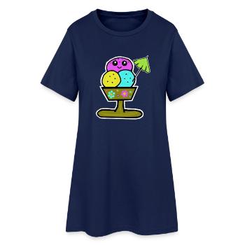 Glace colorée Sundae Glace Glace Glace - Robe T-shirt Femme - marine clair - Devant