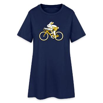 Lièvre sur un vélo de course - Robe T-shirt Femme - marine clair - Devant