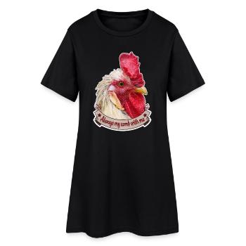 Conception de coq en peigne Magnifique poules coq - Robe T-shirt Femme - noir - Devant