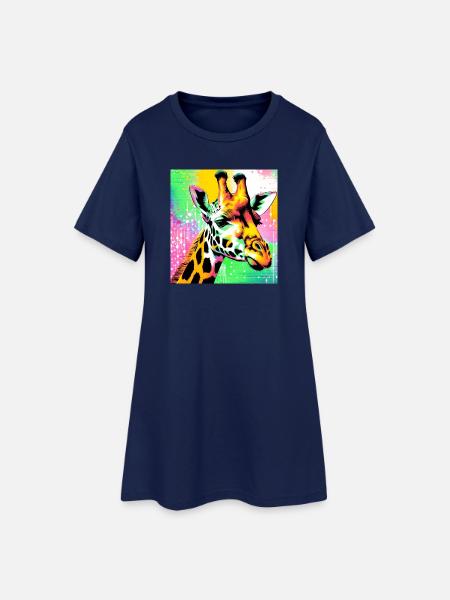 girafe - Robe T-shirt Femme - marine clair