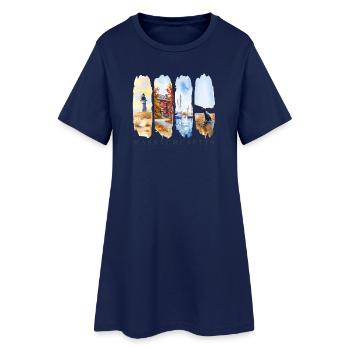 Voyage de vacances dans le Massachusetts – Histoire et mer - Robe T-shirt Femme - marine clair - Devant